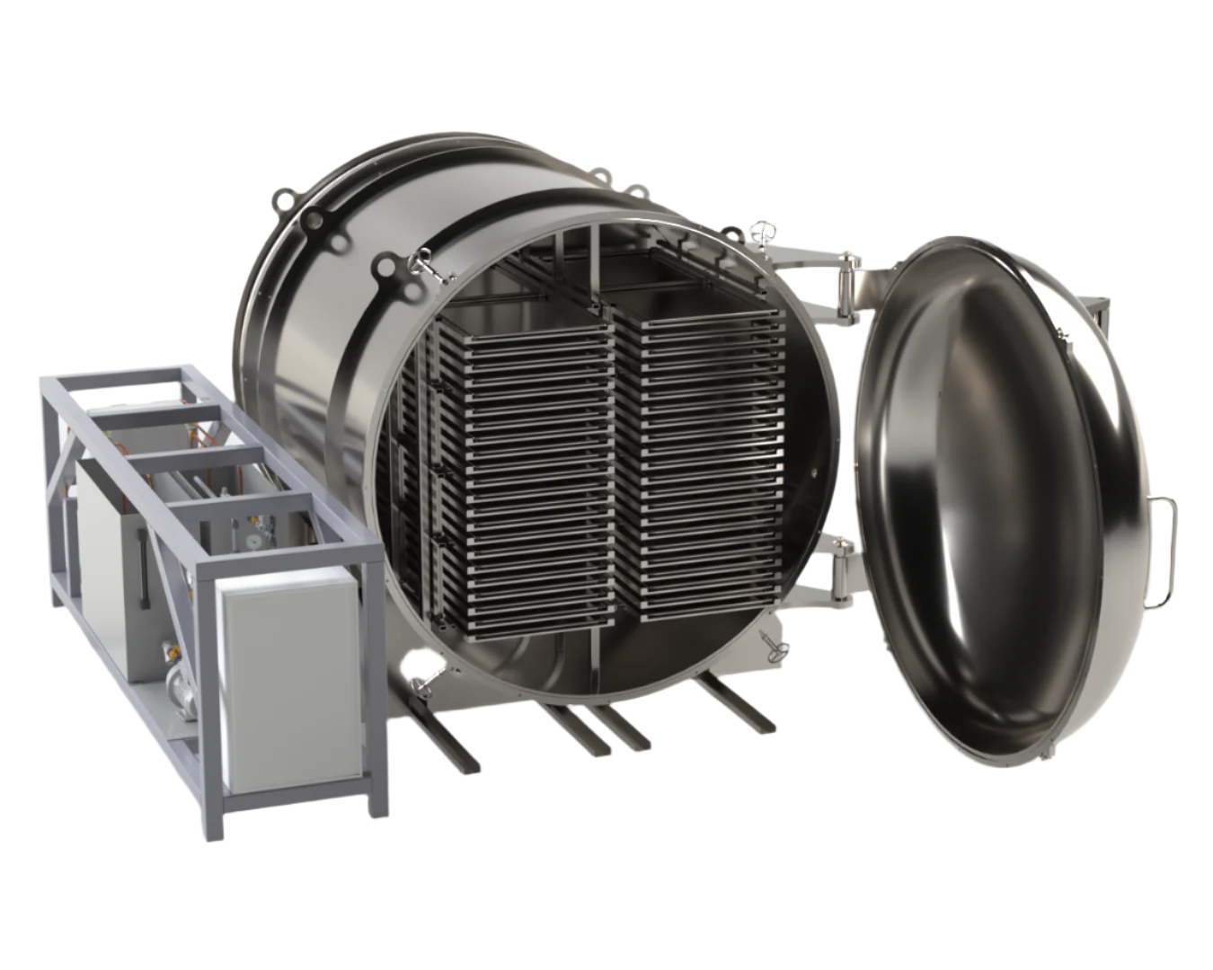 Leosmak LEO-300 industrial freeze dryer with labeled components and features