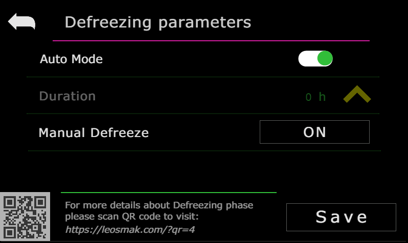 Interfaz de pantalla HMI de Leosmak que muestra los controles del liofilizador