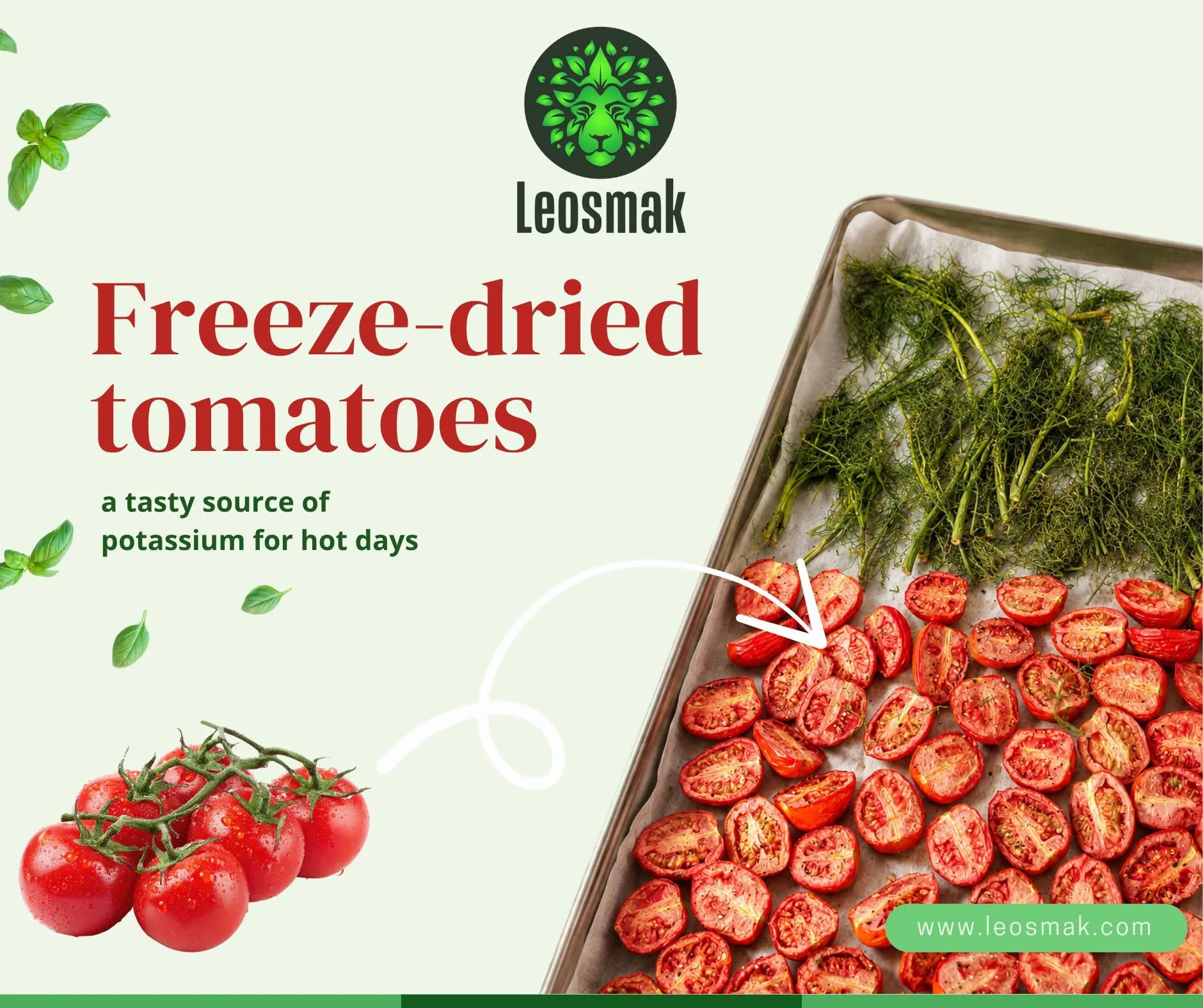 Tomates liofilizados como um lanche de verão rico em potássio