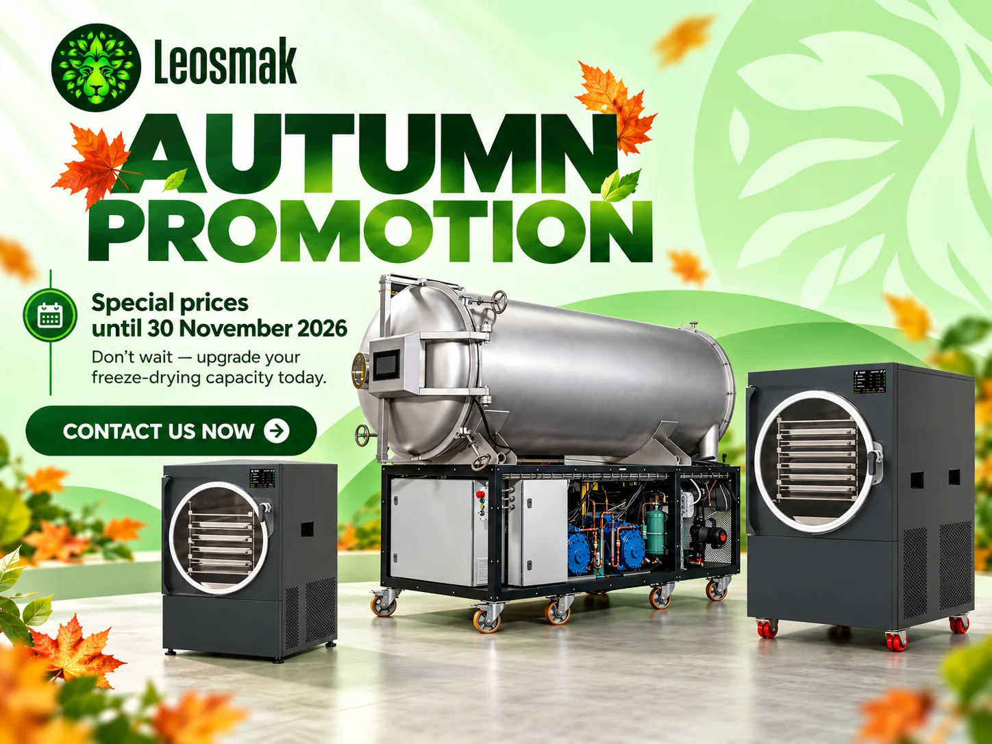 Promoção de outono Leosmak — preços especiais em liofilizadores até 30 de novembro de 2026
